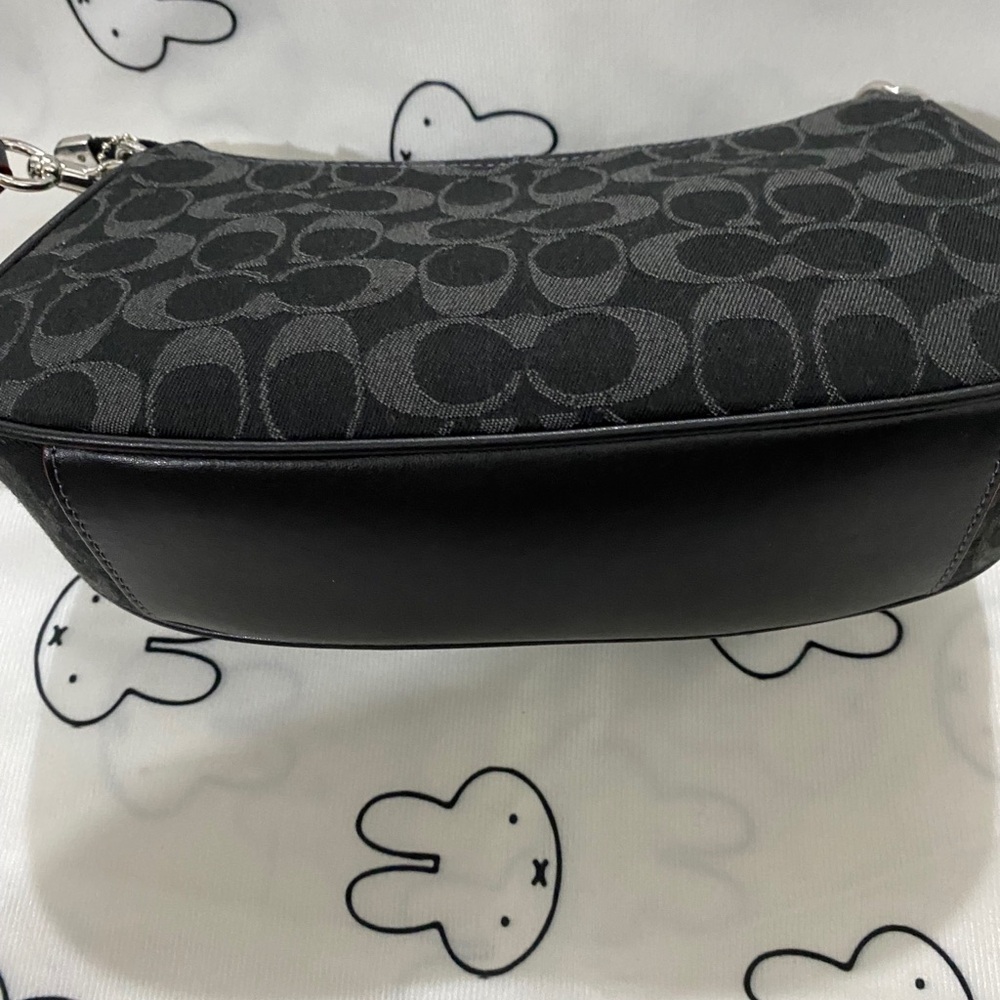 Coach Black Signature Canvas Mini Shoulder Bag with Buckle Pockets - Picture 5 of 8